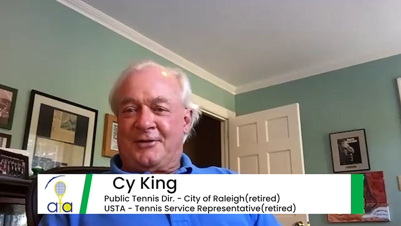 Cy King giving a Zoom interview from his home.