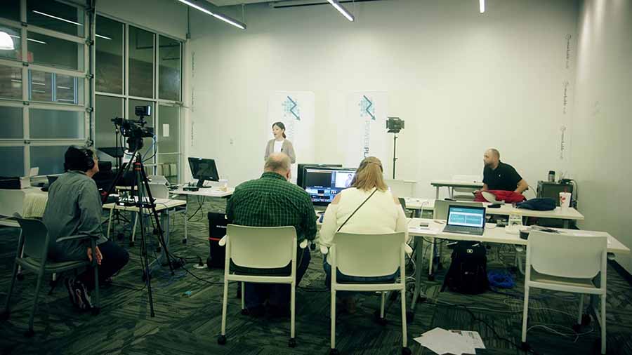 A live webcast being produced.