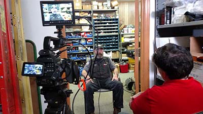 Interview being shot for Davidson County Community College's plumbing program.