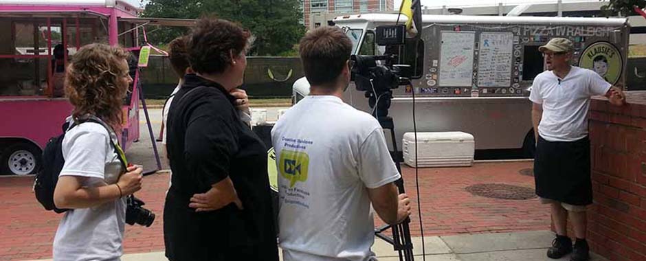A food truck owner being interviewed in Raleigh, North Carolina.